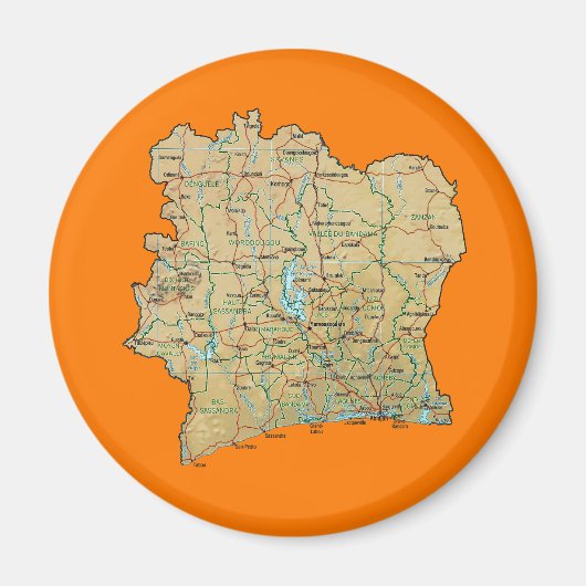 Cote d'Ivoire Kaartmagneet Magneet (Voorkant)