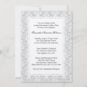 Cotillion Silver Shimmer Damask Photo-uitnodiginge Kaart (Achterkant)