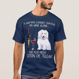Coton de Tulear and wine Funny dog  T-shirt
