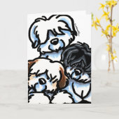 Coton de Tulear Cartoon Kaart (Gele Bloem)