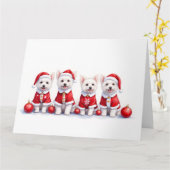 Coton de Tulear Christmas Dress Santa Hat Kaart (Gele Bloem)