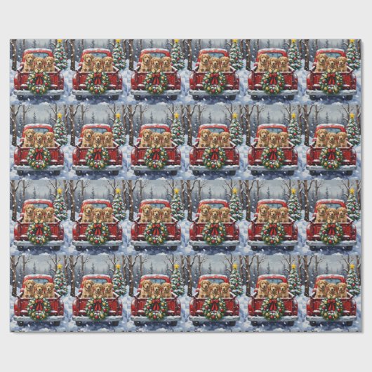 Coton de Tulear Christmas Red Truck Holiday Cadeaupapier (Vlak)