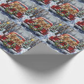 Coton de Tulear Christmas Red Truck Holiday Cadeaupapier (Hoek)