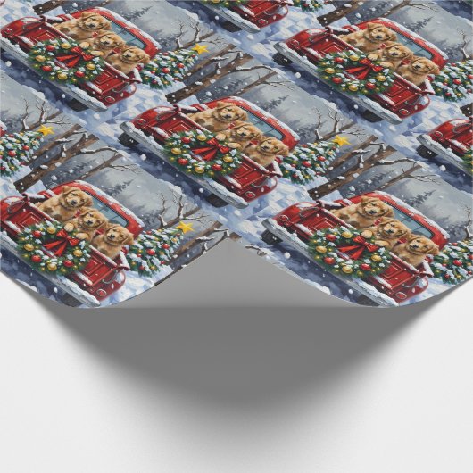 Coton de Tulear Christmas Red Truck Holiday Cadeaupapier (Hoek)