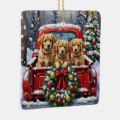 Coton de Tulear Christmas Red Truck Holiday Keramisch Ornament (Rechts)