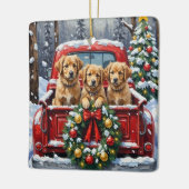 Coton de Tulear Christmas Red Truck Holiday Keramisch Ornament (Links)