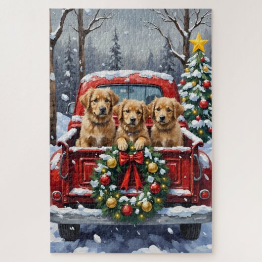 Coton de Tulear Christmas Red Truck Holiday Legpuzzel (Verticaal)