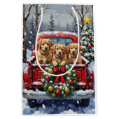 Coton de Tulear Christmas Red Truck Holiday Medium Cadeauzakje (Voorkant)