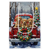 Coton de Tulear Christmas Red Truck Holiday Medium Cadeauzakje (Achterkant)