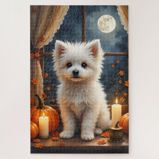 Coton de Tulear Cozy Gotische Halloween Kunst Legpuzzel (Verticaal)