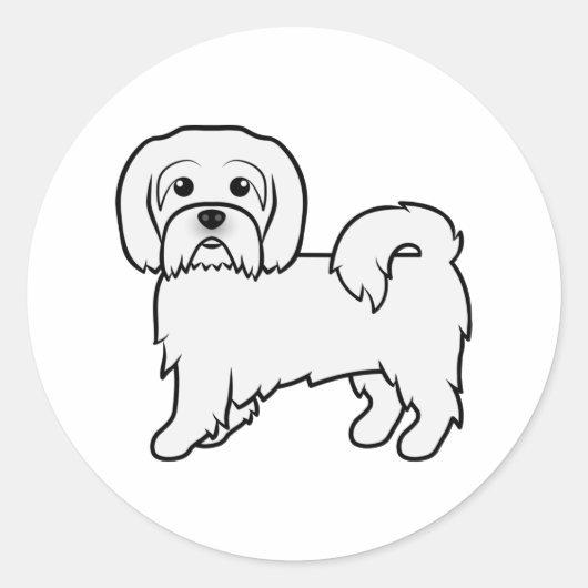 Coton de Tulear Cute Cartoon Dog Illustratie Ronde Sticker (Voorkant)