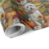 Coton De Tulear Dog Autumn Harvest Thanksgiving Cadeaupapier (Rol Hoek)
