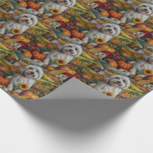 Coton De Tulear Dog Autumn Harvest Thanksgiving Cadeaupapier (Hoek)
