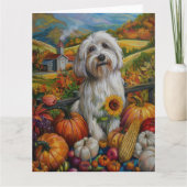 Coton De Tulear Dog Autumn Harvest Thanksgiving Kaart (Voorkant)