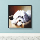 Coton de Tulear Dog Canvas Afdruk (Insitu (Houten vloer))