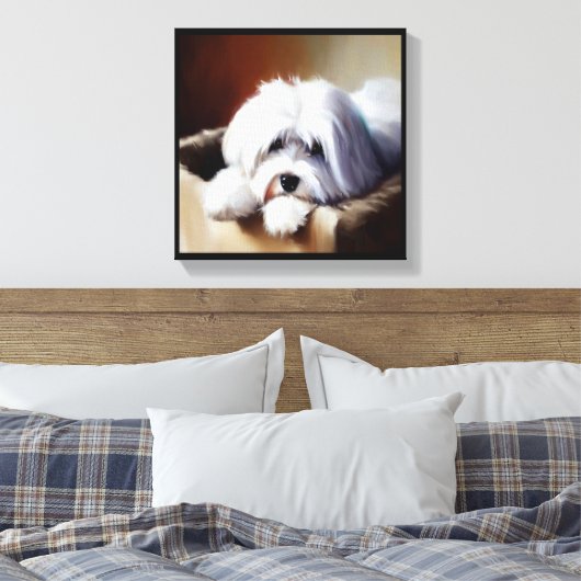 Coton de Tulear Dog Canvas Afdruk (Insitu (Slaapkamer))