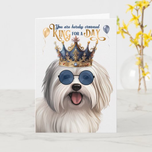 Coton de Tulear Dog King for a Day Funny Birthday Kaart (Gele Bloem)
