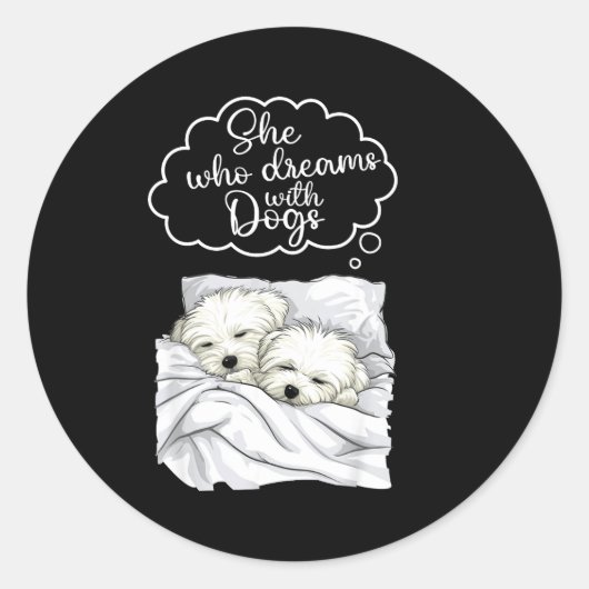 Coton De Tulear Dog Nightgown Pajama  Ronde Sticker (Voorkant)