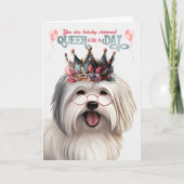 Coton de Tulear Dog Queen for a Day Funny Birthday Kaart (Voorkant)