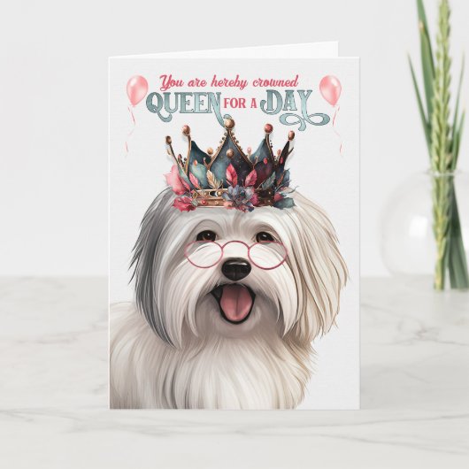 Coton de Tulear Dog Queen for a Day Funny Birthday Kaart (Voorkant)