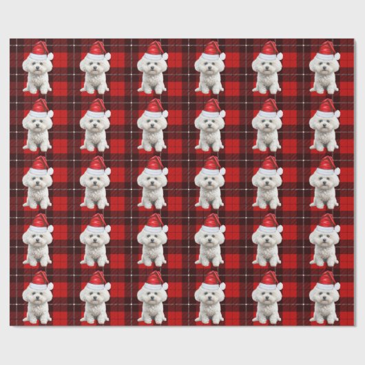 Coton de Tulear Dog Red Plaid Kerstmis Cadeaupapier (Vlak)