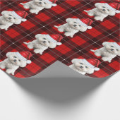 Coton de Tulear Dog Red Plaid Kerstmis Cadeaupapier (Hoek)