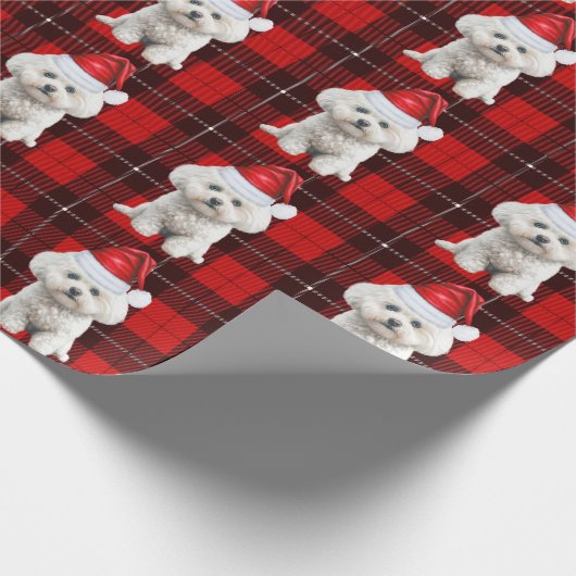 Coton de Tulear Dog Red Plaid Kerstmis Cadeaupapier (Hoek)