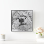 Coton de Tulear dog Vierkante Klok (Huis)