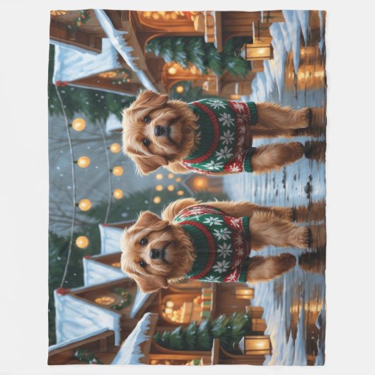 Coton De Tulear Dogs Christmas Snow Holiday Fleece Deken (Voorkant)