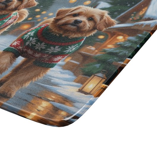 Coton De Tulear Dogs Christmas Snow Holiday Snijplank (Hoek)