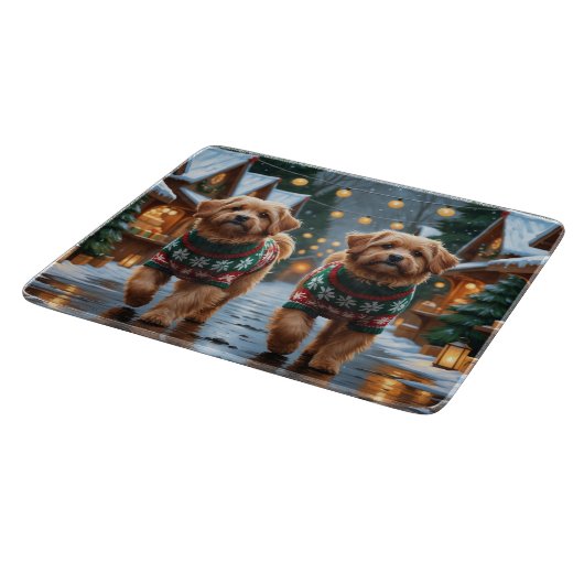 Coton De Tulear Dogs Christmas Snow Holiday Snijplank (Hoek)