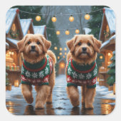 Coton De Tulear Dogs Christmas Snow Holiday Vierkante Sticker (Voorkant)