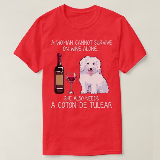 Coton de Tulear en wine Funny dog T-shirt (Design voorkant)