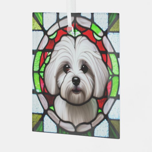 Coton de Tulear "Glas in lood" Glas Ornament (Voorkant links)