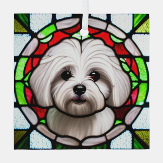 Coton de Tulear "Glas in lood" Glas Ornament (Achterkant)
