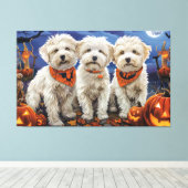 Coton De Tulear Halloween Griezelig Canvas Afdruk (Insitu (Houten vloer))