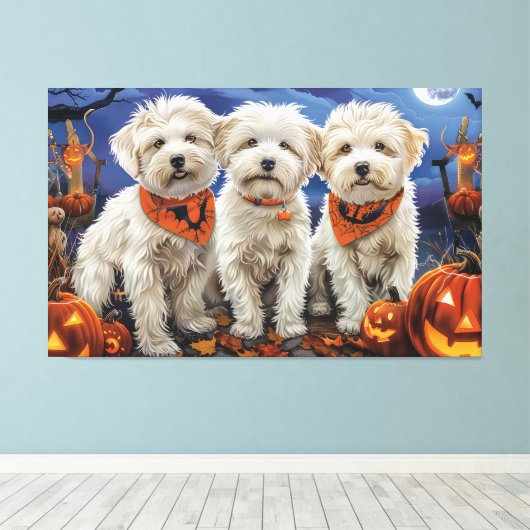 Coton De Tulear Halloween Spooky Canvas Afdruk (Insitu (Houten vloer))