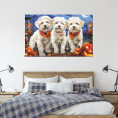 Coton De Tulear Halloween Spooky Canvas Afdruk (Insitu (Slaapkamer))