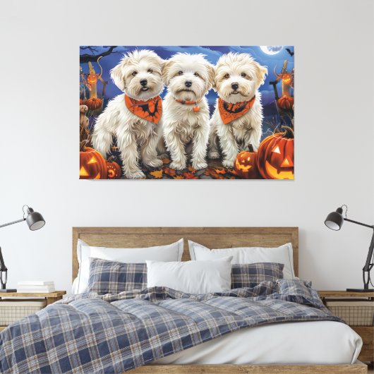 Coton De Tulear Halloween Spooky Canvas Afdruk (Insitu (Slaapkamer))