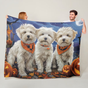Coton De Tulear Halloween Spooky Fleece Deken