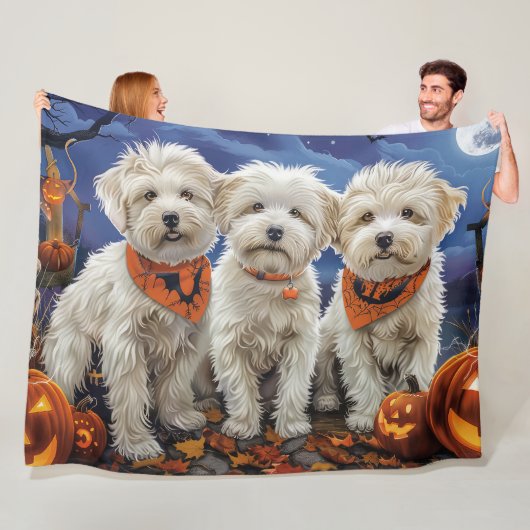 Coton De Tulear Halloween Spooky Fleece Deken (In situ)