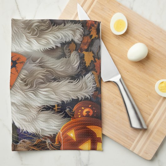 Coton De Tulear Halloween Spooky Theedoek (Quarter Fold)