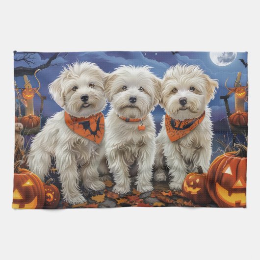 Coton De Tulear Halloween Spooky Theedoek (Horizontaal)
