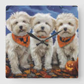 Coton De Tulear Halloween Spooky Vierkante Klok (Voorkant)
