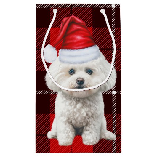 Coton de Tulear Hond Feestelijke Rode Plaid Kerst Klein Cadeauzakje (Achterkant)