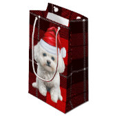 Coton de Tulear Hond Feestelijke Rode Plaid Kerst Klein Cadeauzakje (Voorkant Gekanteld)