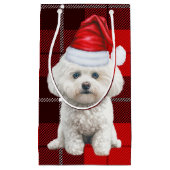 Coton de Tulear Hond Feestelijke Rode Plaid Kerst Klein Cadeauzakje (Voorkant)