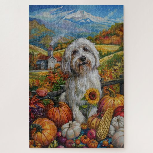 Coton De Tulear-hond Herfst Oogst Dankdag Legpuzzel (Verticaal)