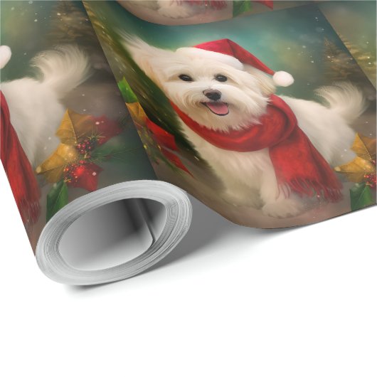 Coton De Tulear-hond in de sneeuw Kerstmis Cadeaupapier (Rol Hoek)