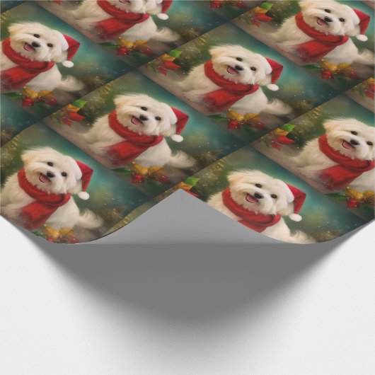 Coton De Tulear-hond in de sneeuw Kerstmis Cadeaupapier (Hoek)